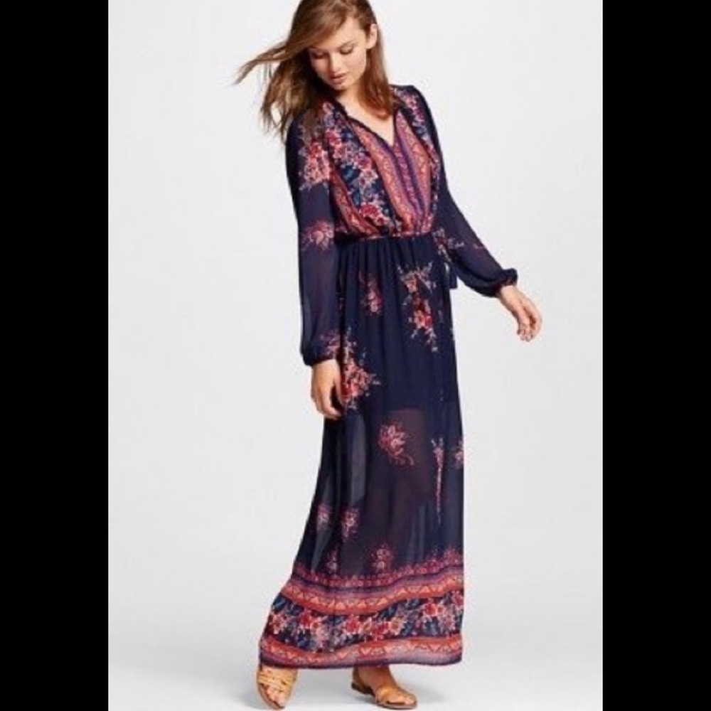 Blue and pink floral dress